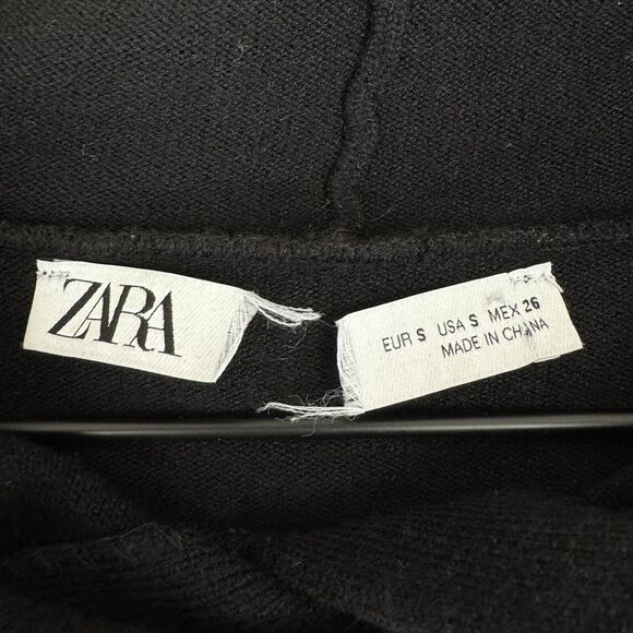 Zara Sweater Womens Small Black Chain Fringe Boho Western Soft Stretch Hoodie - Picture 6 of 10